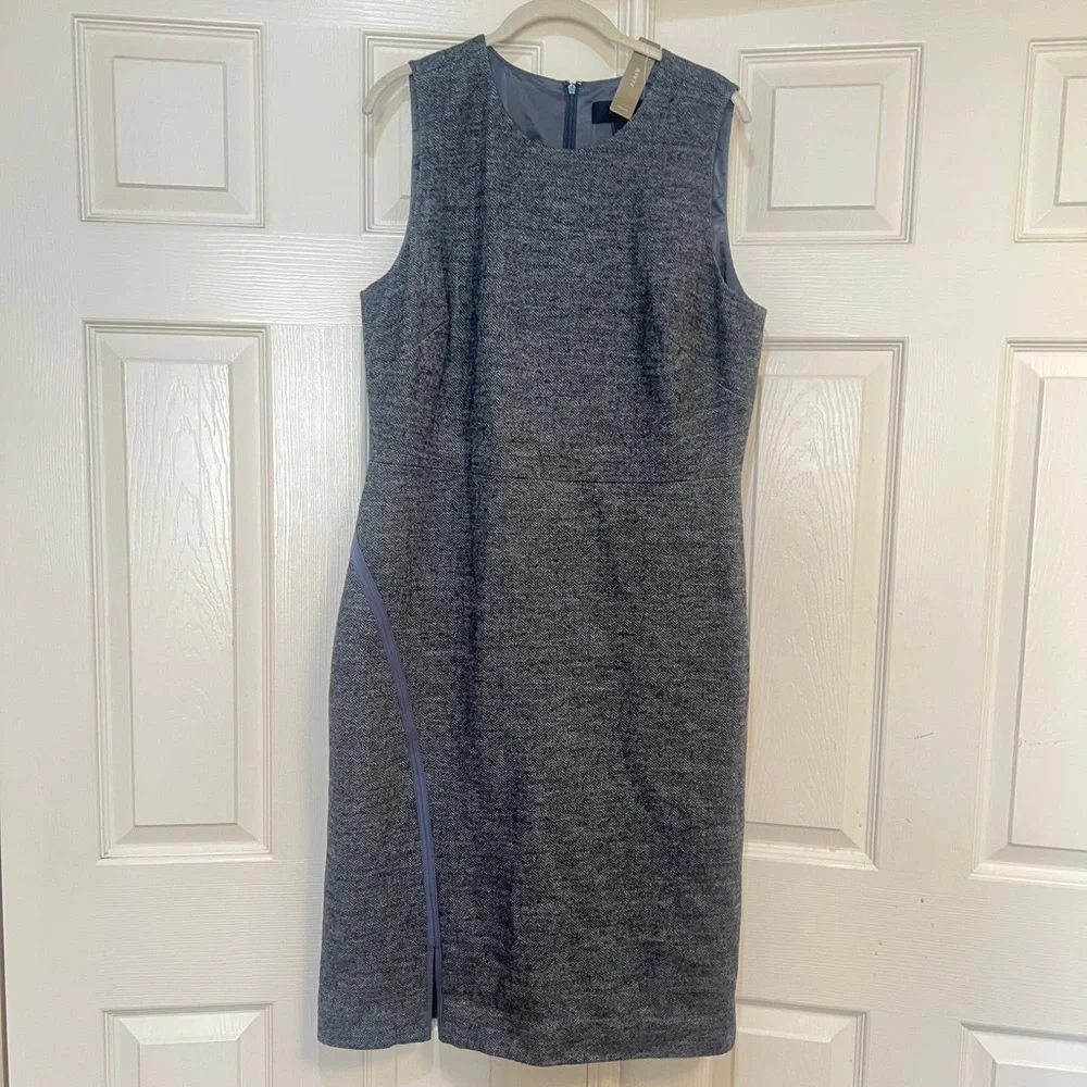 J. Crew Herringbone Knee Length Dress Gray sz 16T Wool blend Workwear business‎